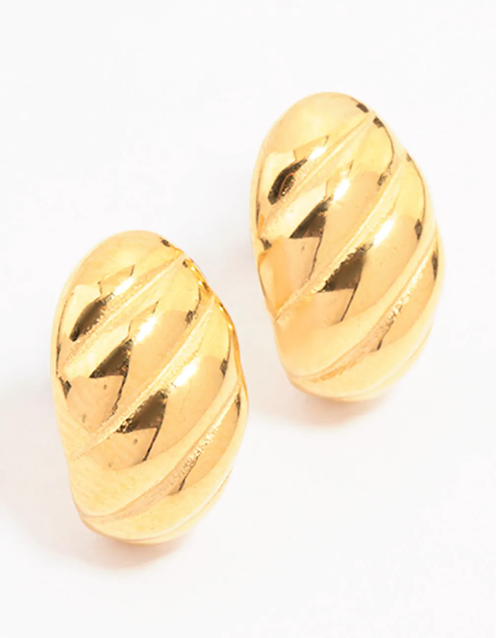 Waterproof Gold Plated Waterproof Stainless Steel Croissant Stud Earrings