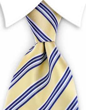 Yellow & Navy Blue Striped Tie